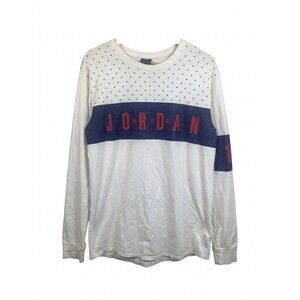Jordan Mens XL Long Sleeve Shirt White Blue Red Stars Graphic Jumpman